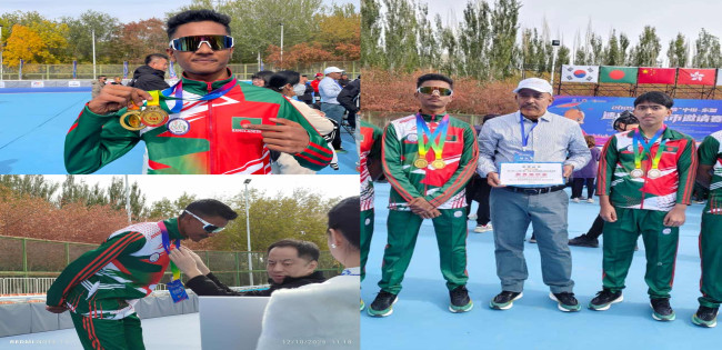 আন্তর্জাতিক মঞ্চে স্কেটিংয়ে জোড়া স্বর্ণপদক জিতলেন বগুড়ার নাবীয়্যূন